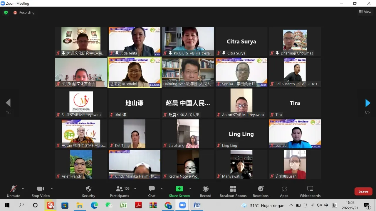 Di Masa Pandemi, Yayasan Prajna Harmonis menyelenggarakan Seminar Daring tentang Budaya Harmoni